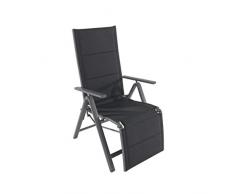 greemotion Relaxsessel Grenada anthrazit/schwarz, 7-fach verstellbare Rückenlehne mit Fußteil, Stuhl mit leichtem Aluminiumgestell, gepolsterte Bespannung aus 2x2 Textilene, klappbar