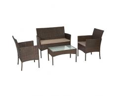 Gartenmöbel, Korvoe, Polyrattan, Braun, 4-Sitzer – Kissen Taupe