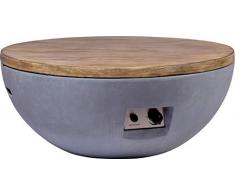 dobar Runder Outdoor Lava-Ofen mit Lavasteinen, Propangas-Flamme, Magnesium-Feuerstelle Feuerschale, Grau, 90 x 90 x 40 cm