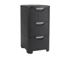 Curver Style Kommode mit 3 Schubladen, 14 l, Anthrazit