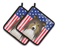 Caroline s Treasures American Flagge & Sheltie Paar Topflappen bb2172pthd, 7.5hx7.5 W, multicolor