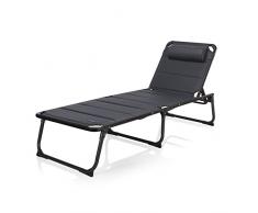 Campart BE-0665 Sonnenliege/ Gartenliege Ancona, mit Kopfpolster, in 5 Positionen verstellbar, One Size