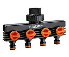 Claber 8581 Vier Hocker Wege-Steckdose, schwarz/orange/grau