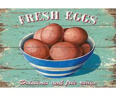 Schatzmix Fresh Eggs Delicious Free Range Metal Sign deko Sign Garten Blech