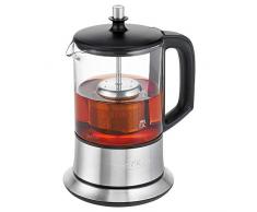 Profi Cook PC-TK 1165 1165-2 in 1-Tee-und Wasserkocher, Permanent Edelstahl-Teefilter (heb-und senkbar), 0,5 L Füllmenge, Warmhaltefunktion, Glas-/Edelstahlgehäuse, Schwarz/Silber