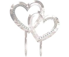 amscan 100010 Double Heart Cake Topper Tortenfigur, plastik, silber