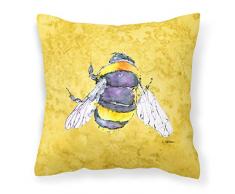 Carolines Treasures 8852PW1414 Dekokissen, Biene auf gelbem Leinenstoff, groß, Mehrfarbig