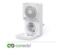 conecto Mechanische Zeitschaltuhr für Steckdose | Innen- und Außenbereich (Indoor/Outdoor) | Schieberegler für Zeitangabe | 24 Stunden Timer | Schutzklasse IP44 |Kinderschutz | 3500W | weiß