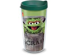 Tervis 1337833 Sesamstrasse – Oscar Scram Isolierbecher mit Wrap und Hunter Green Deckel, 473 ml, transparent