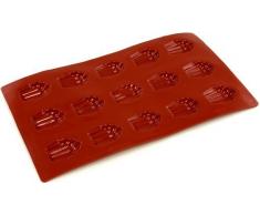 World Cuisine Silikonform mit Antihaftbeschichtung Madeleine 1.63in rot