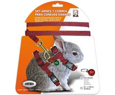 ICA DA1020 Set mit Geschirr und Gurt für Zwerghasen, Rot