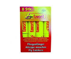 Favorit 1294 Fliegenfänger; zuverlässiger Insektenschutz für Drinnen und Draußen; umweltfreundliche Klebefalle für die ganze Saison; gegen lästige Fliegen, Essigfliegen, Honigfliegen; 8 Stück