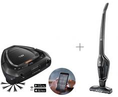 AEG RX9-1-IBM Saugroboter (bis zu 60 min, dreieckig, Kamera- & Laser-Technologie, 700 ml, schwarz) + AEG CX7-2-30GM Akku-Staubsauger (Bis zu 45 min, freistehend, Bürstenreinigungsfunktion, LEDs, grau)