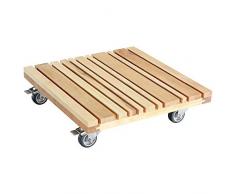 WAGNER Pflanzenroller FENG SHUI 40 x 40 cm I Pflanzenroller für den Innenbereich, ERLE natur I Kübelroller aus Holz mit 2 Total-Feststellern I Tragkraft 150 kg I Made in EU – 20026001