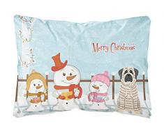 Carolines Treasures BB2347PW1216 Merry Christmas Carolers Mastiff Brindle weißer Leinenstoff dekoratives Kissen, 30,5 cm H x 40,6 cm B, Mehrfarbig
