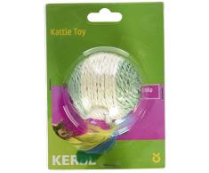 Kerbl Sisal Spielball mit Feder und Rassel 6cm farblich Sortiert