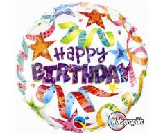 Pioneer Ballon Company B day Sterne Luftschlangen Holo Pack, 45,7 cm Multicolor