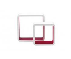 King Home m1105002/C Set 2 Stück Regal Quadra abgerundet in MDF zweifarbig, Weiß/Fuchsia, 26 26H 20 x 10 x 20h, Bianco/Fucsia, 26X10X26H 20X10X20H