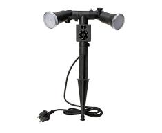 Kopp LED Gartenleuchte mit Erdspieß und Dämmerungsschalter 2-flammig, 1,5m Zuleitung I Garten-Spot LED Gartenstrahler für Outdoor-Bereich I Schöne Außenlampe für Garten IP44 I Schwarz – 145353010