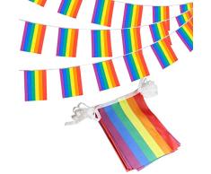 Anley? Regenbogenfahne LGBT Pride String Flagge - Banner für Menschenrechte, lesbischer Stolz, Bars Dekoration - 33 Fuß 32 Flaggen
