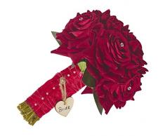 The Flower Rooms WRBRIDE1 Blumenstrauß für Brautstrauß, roter Rose, handgebunden