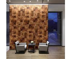 Walplus 360 x 180 cm Wand Aufkleber eckig Holz abnehmbarer selbstklebend Wandbild Kunst Abziehbilder Vinyl Home Dekoration DIY Living Schlafzimmer Décor Tapete Kinder Zimmer Geschenk, braun