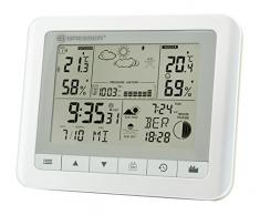 Bresser Funkwetterstation TemeoTrend WF mit Innen-/Außentemperatur und Luftfeuchtigkeit, 6-Stunden-Wettervorhersage, Mondphasen, Außensensor, DCF-Funksignal und Wecker, weiß
