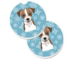 Caroline s Treasures Schneeflocke Jack Russell Terrier Set von 2 Tasse Halterung Auto Untersetzer bb1636carc, 2,56, multicolor