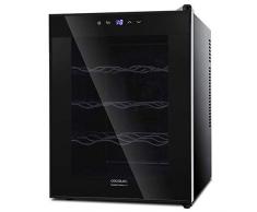 Cecotec Weinkühlschrank von 8-16 Flaschen. Tür aus Kristall- Design, Paneel Taktil und LED Bildschirm. (12, Edelstahl)