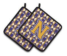 Carolines Treasures CJ1050-APTHD Topflappen, Buchstabe A, Chevron, Schwarz/Gold, 1 Paar Buchstabe N 7.5HX7.5W violett