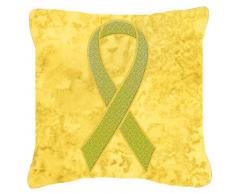 Carolines Treasures AN1213PW1414 Dekokissen mit roter Schleife Sarkoma, Knochen oder Blasenkrebs Bewusstsein 14Hx14W Mehrfarbig