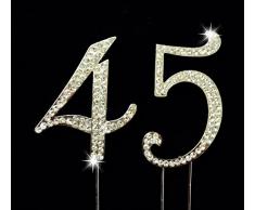 45th Birthday / Wedding Anniversary Number Cake Topper with Sparkling Rhinestone Crystals - 2.75 by Charming Collections