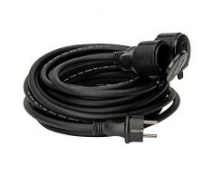 Kopp Verlängerungskabel 10m IP44 I Stromkabel mit 2-fach Schutzkontakt-Gummi Kupplung für den Außenbereich I Stromkabel Verlängerung für Garten + Terrasse mit Eurostecker I Schwarz – 145211048