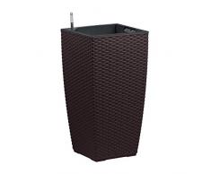 Emsa Blumenkübel für Outdoorbereich, Säule, 30 x 30 x 58 cm, Selbstbewässerungssystem, Mokka, Casa Mesh, 517577