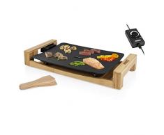 Princess Tischgrill in Bambusausführung - Tischgrill/Teppanyaki Grill-mit flacher Alu-Druckguss Grillplatte (33 x 25 cm) und 4 Holzspatel, 1600 Watt, 103010