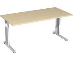 Gera MÃ¶bel S-617103-AH/SI Schreibtisch Lissabon, 160 x 80 x 68-82 cm, ahorn / silber