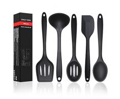 Silikon Küchenutensilien-Set – Flexible Silikon-Spatel Set, hitzebeständig antihaftbeschichtet Kochen Tools, BPA Free & FDA (Professional, Kochgeschirr Küche Gadgets fein schwarz