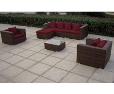 Baidani Rattan Garten Lounge Daydreamer XXL, Braun meliert (Bordeaux)