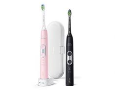 Philips Sonicare ProtectiveClean Elektrische Zahnbürsten, wiederaufladbar, 2 Stück Pack de dos cepillos Rosa/Schwarz