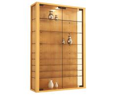 VCM Vitrine Wandvitrine Sammelvitrine Wand Regal Glas Hänge ohne Beleuchtung Buche 90 x 59 x 18 cm Vitrosa Mini