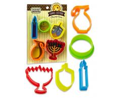 Chanukah Cookie Cutter Set – 5 teilig – Menora,-, Öl Dreidel Krug, chanuka für Rückseite von und Kerze geformt Kunststoff-Ausstecher Chanukah Kochgeschirr und Backgeschirr von der koscher Cook