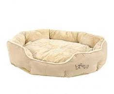 Dehner Hunde- und Katzenbett Sammy, oval, ca. 90 x 80 x 14 cm, Polyester, beige