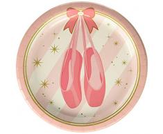 Creative Converting 322219 8 Twinkle Toes Ballerina Ballet Birthday Party Dessertteller aus Pappe, Papier, mehrfarbig