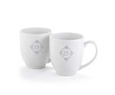 Hortense B. Hewitt 55162 Ceramic Anniversary Mugs Keramik-Becher, Silber-25. Jahrestag