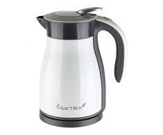 Vektra VEK-1501W Vakuumisolierter Wasserkocher 1,5 L Edelstahl Doppelwandig EU-Stecker, Thermoskanne 2in1 Warmhaltefunktion BPA-Frei Kabellos Sicherheitsverriegelung - Weiß