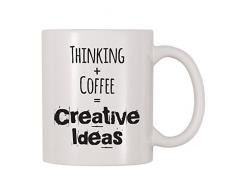 4 alle mal Thinking + Kaffee entspricht Kreative Ideen Kaffee Tasse 11 Oz weiß
