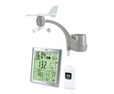 Alecto WS-3800 Wetterstation mit großem Display mit messung von Temperatur, Windgeschwindigkeit, Luftdruck, Luftfeuchtigkeit und Niederschlagsmenge mit Historiespeicher Silber/Weiß 18,9 x 47 x 41,6 cm