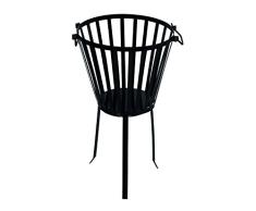 Perel Feuerkorb mit Platte, rund, 40 x 32 x 40 cm, schwarz, BB600