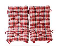 Ambientehome 2er Set Polsterauflage für Klappstuhl, kariert rot, ca 90 x 40 x 8 cm, Kissen Sitzauflage