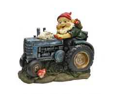 Design Toscano Bunny auf dem Traktor, Gartenzwerg, 18 x 12 x 25,5 cm